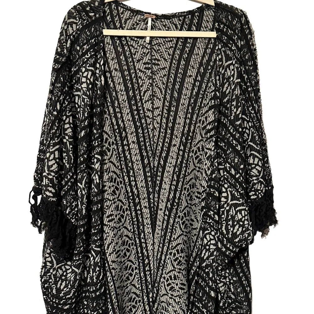 Free People Tapestry Fringe Kimono Cardigan Boho Whimsigoth Festival XS/S
